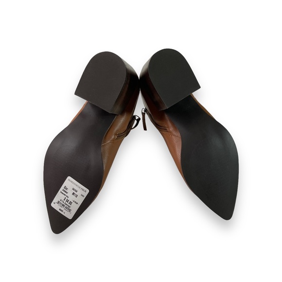 Linea Paolo Women size 11 Sadie Boots Block Heel Pointy Toe Cognac Brown Booties - Picture 14 of 15